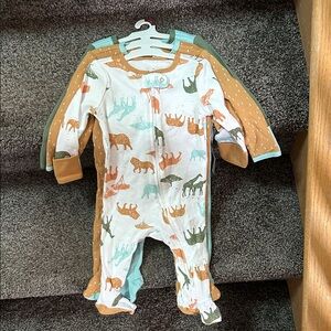 Cloud Island Multicolor Animal Print Footie